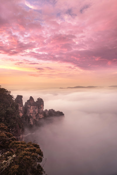 Sunrise at Three Sister's Blue Mountains Australia,"Painter's Morn"P